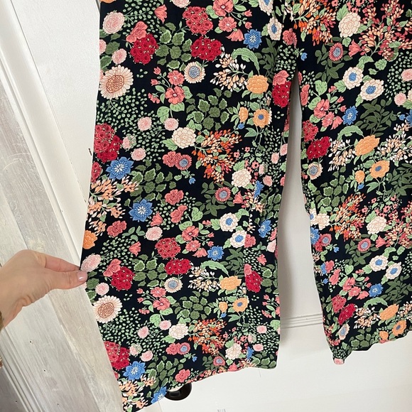 ZARA moody Floral Wide Leg Pants XS boho whimsigoth girlhood coquette 70s hippi - Picture 2 of 8